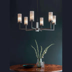 Contemporary Alabaster 6-Arm Compass Chandelier