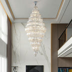 Chrome Extra Large Crystal Chandelier for Foyer Staircase Living Room Entrance Ceiling Light in Silver