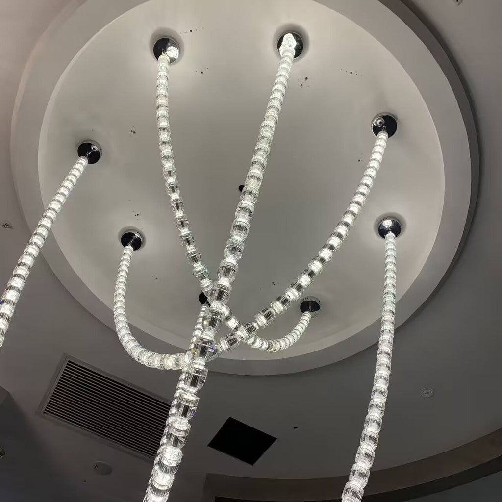 Modern Crystal Bullet Necklace Chain Chandelier for Living Room / staircase / foyer / hotel / restaurant