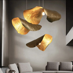 Postmodern Brass Pendant Lighting with Withered Leaf Shape, High-Quality Finish