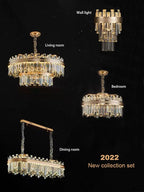 Modern Round / rectangular Crystal Chandelier Collection for Living Room / hallway / dining / bedroom