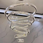 Modern Front Entryway Chandelier 3 / 4 / 5 / 6 / 7 Rings Crystal Gold / Chrome Finish Ceiling Lamp