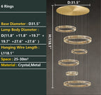Modern Round Layered Crystal Chandelier with K9 Crystals and Stainless Steel Finish for High Ceiling