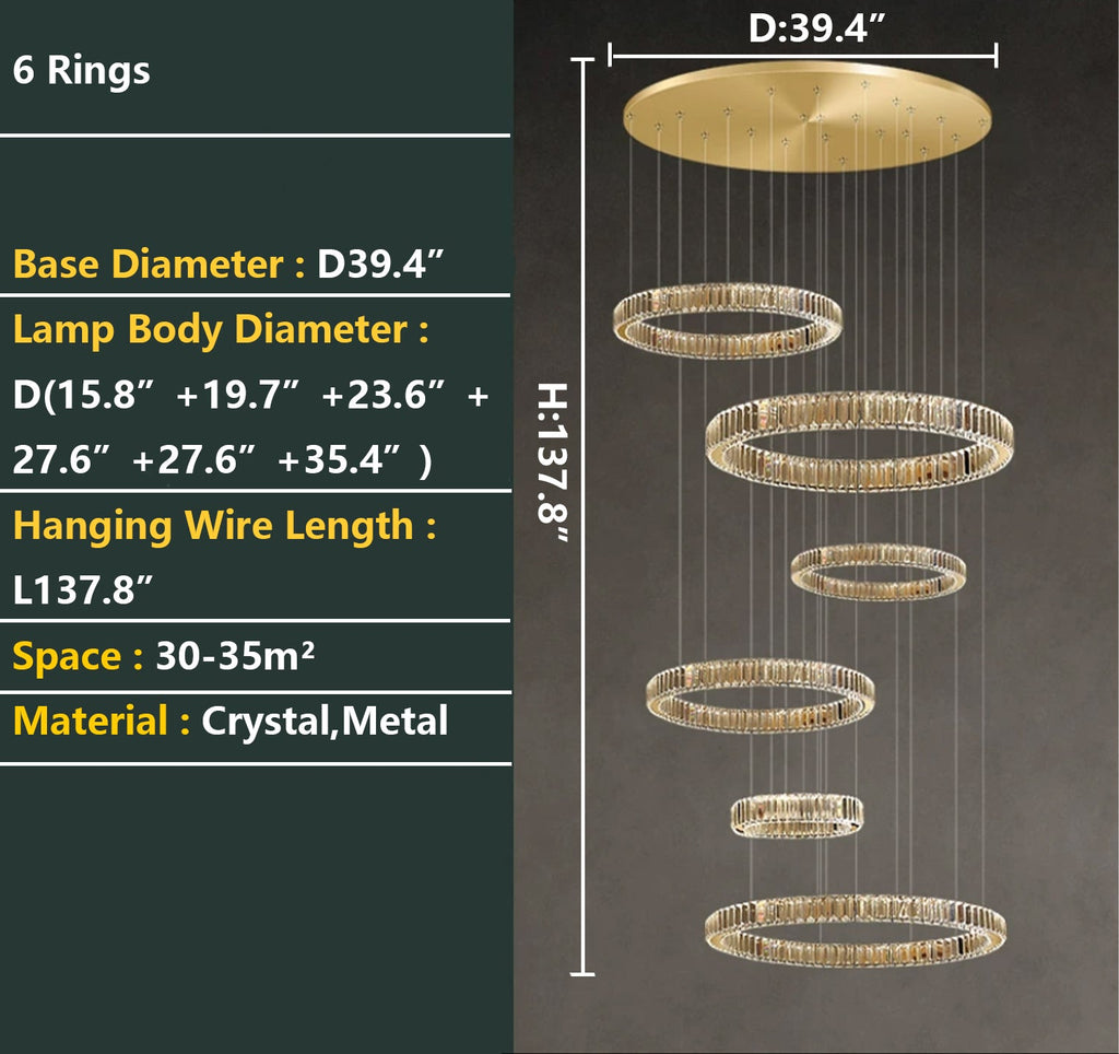 Modern Round Layered Crystal Chandelier with K9 Crystals and Stainless Steel Finish for High Ceiling