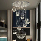 K9 Crystal Raindrop Globe Spiral Chandelier for Entryway and Staircase