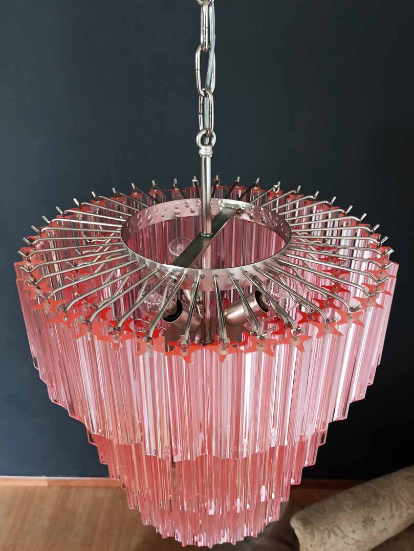Murano Glass Chandelier – 112 Prisms – Pink