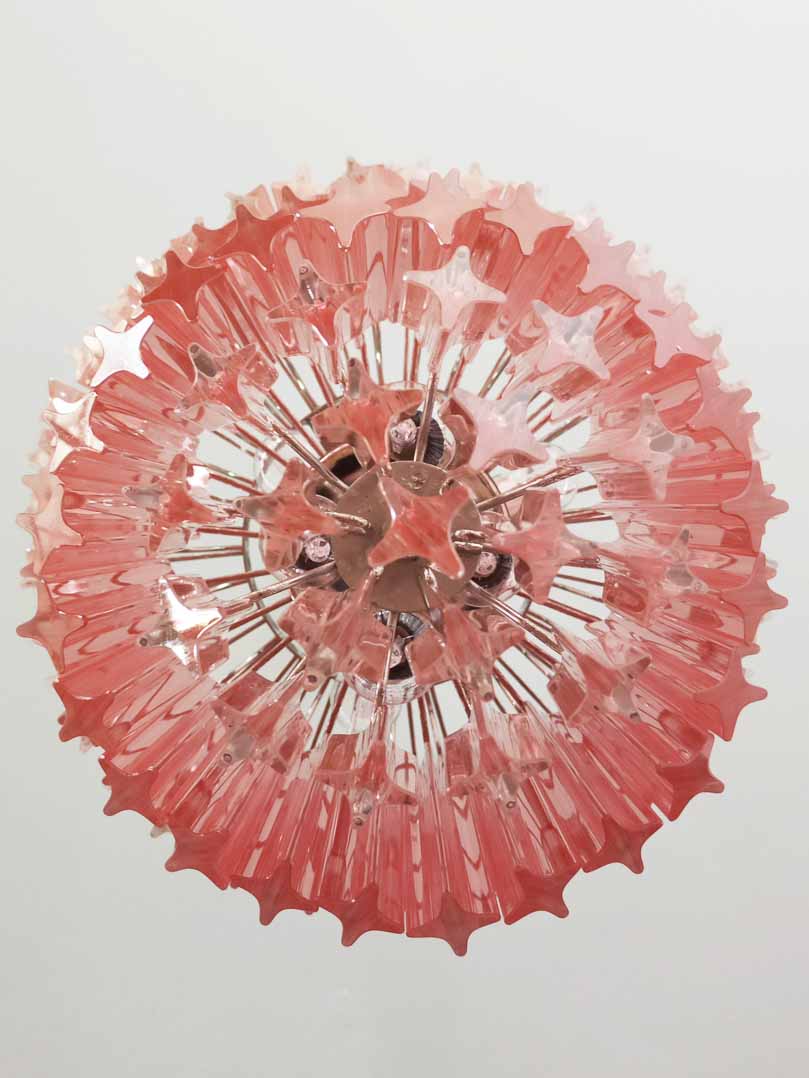 Murano Glass Chandelier – 112 Prisms – Pink