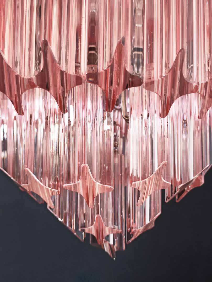 Murano Glass Chandelier – 112 Prisms – Pink