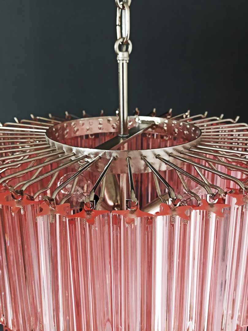 Murano Glass Chandelier – 112 Prisms – Pink