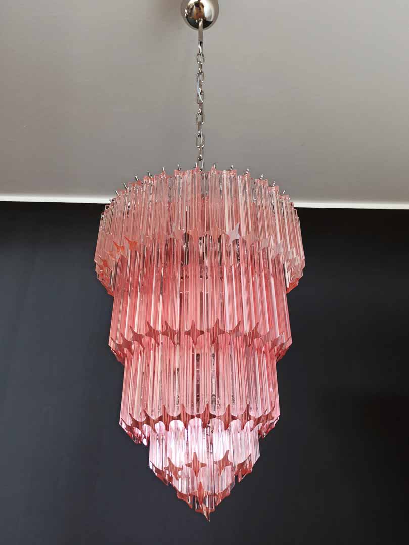 Murano Glass Chandelier – 112 Prisms – Pink