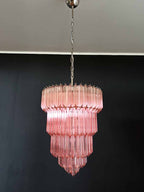 Murano Glass Chandelier – 112 Prisms – Pink