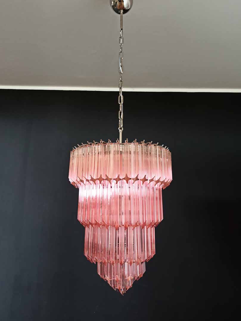 Murano Glass Chandelier – 112 Prisms – Pink