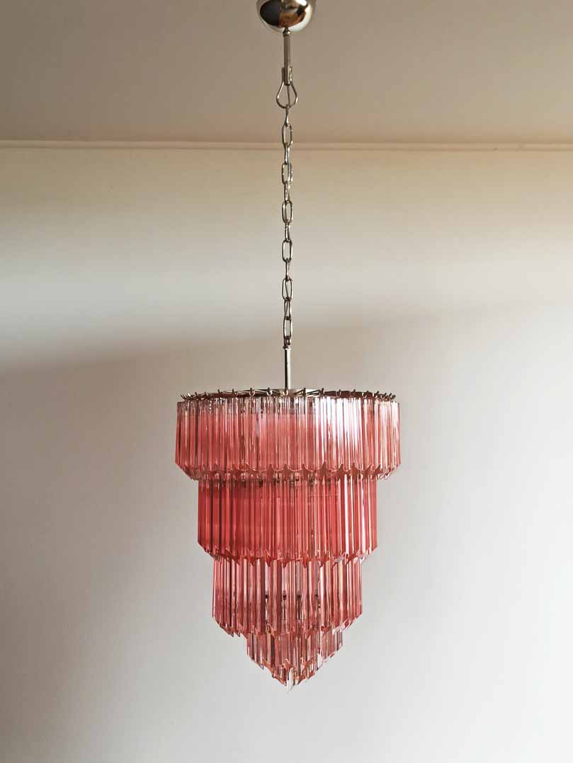 Murano Glass Chandelier – 112 Prisms – Pink