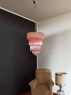 Murano Glass Chandelier – 112 Prisms – Pink