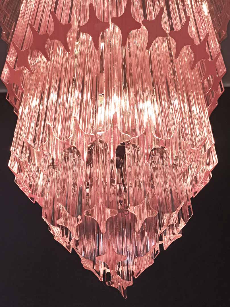 Murano Glass Chandelier – 112 Prisms – Pink