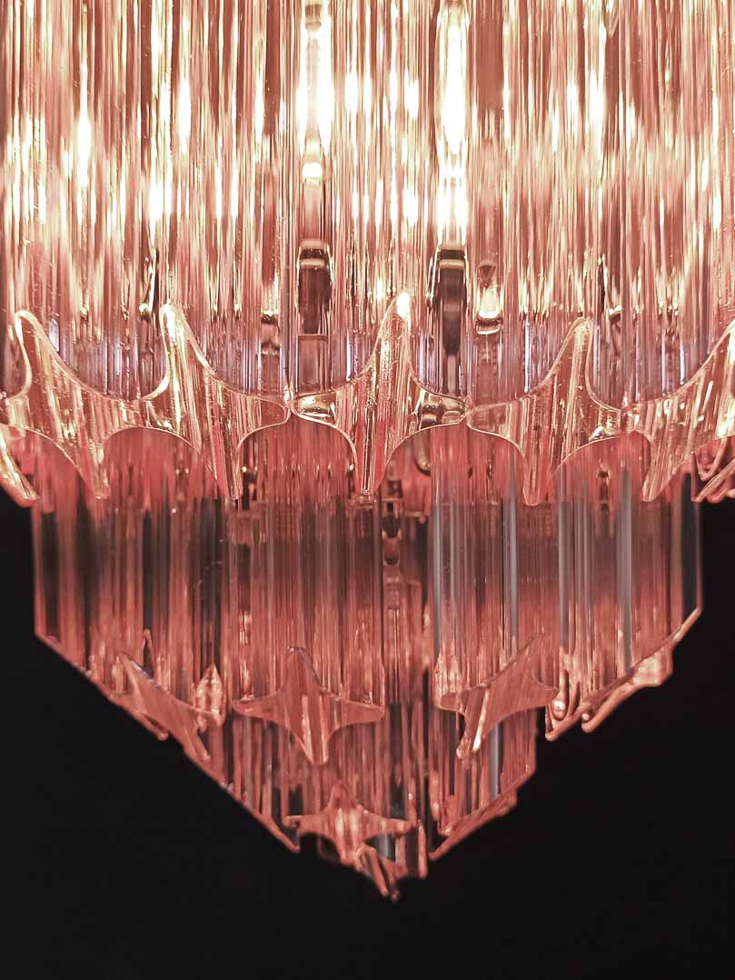 Murano Glass Chandelier – 112 Prisms – Pink