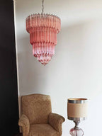 Murano Glass Chandelier – 112 Prisms – Pink