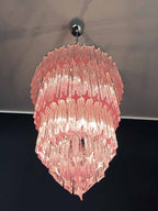 Murano Glass Chandelier – 112 Prisms – Pink