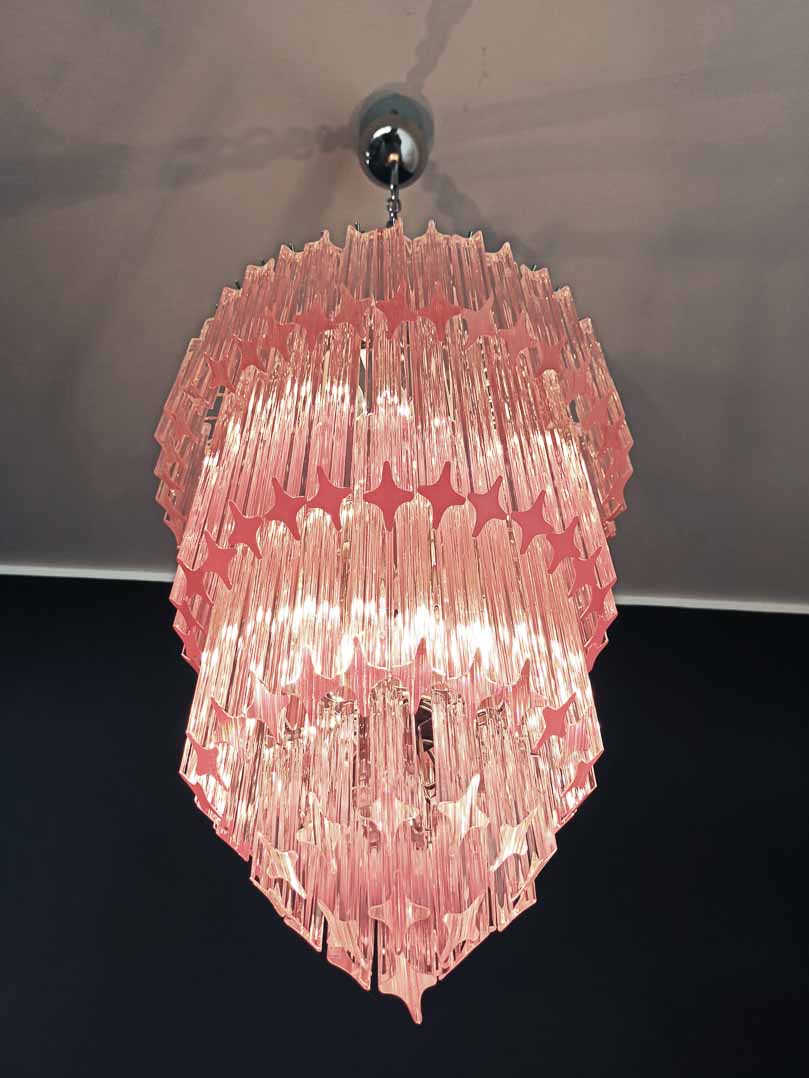 Murano Glass Chandelier – 112 Prisms – Pink