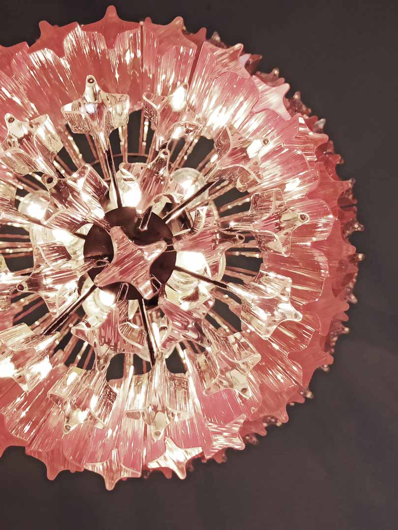 Murano Glass Chandelier – 112 Prisms – Pink