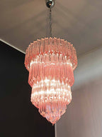 Murano Glass Chandelier – 112 Prisms – Pink