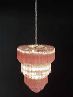 Murano Glass Chandelier – 112 Prisms – Pink