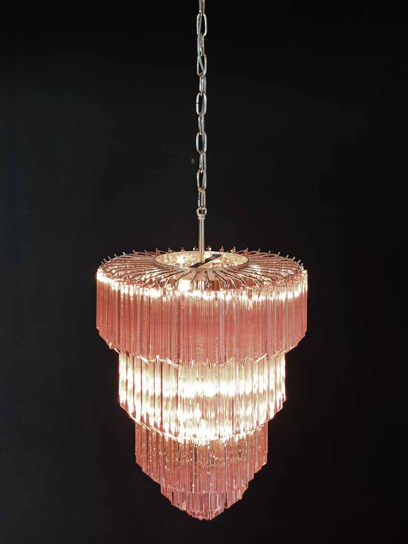 Murano Glass Chandelier – 112 Prisms – Pink