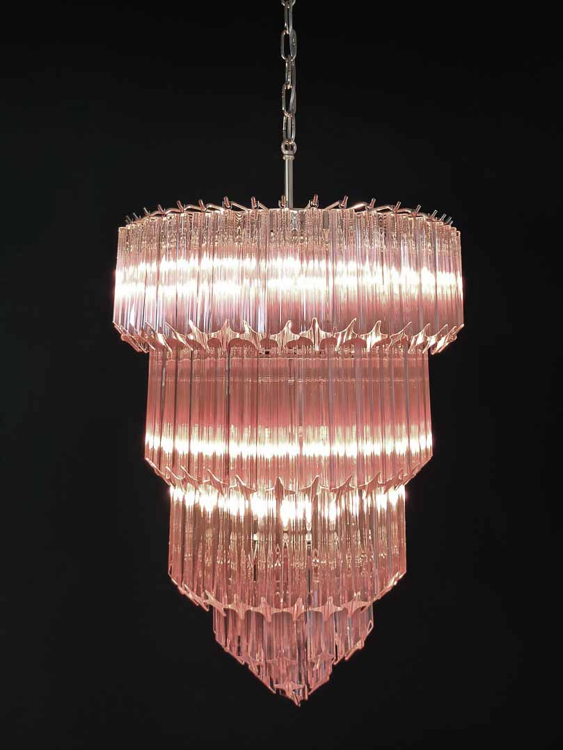 Murano Glass Chandelier – 112 Prisms – Pink