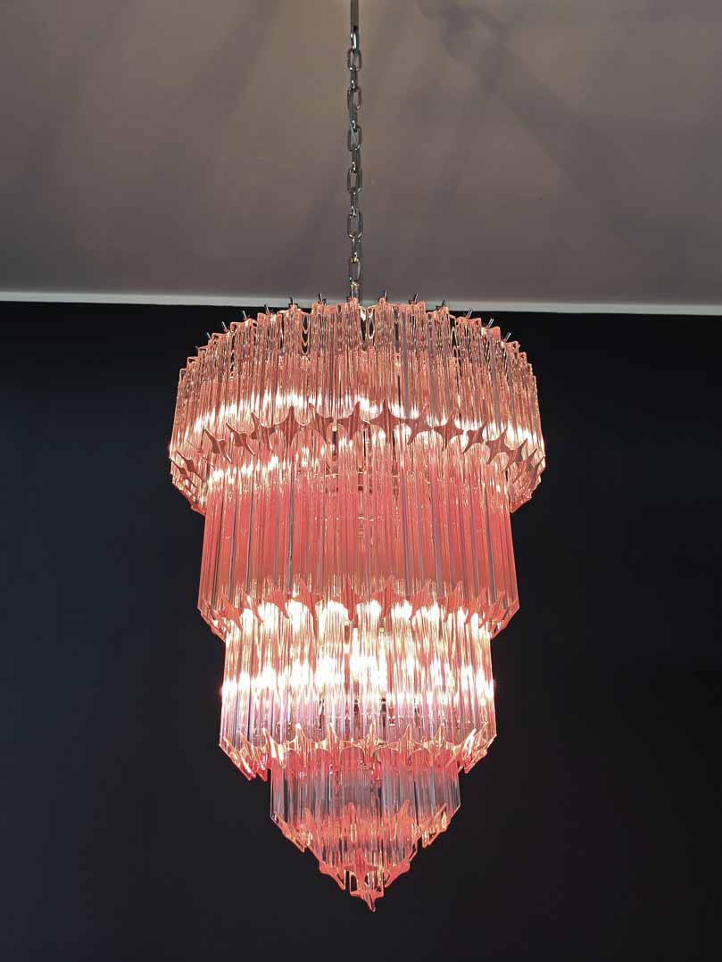 Murano Glass Chandelier – 112 Prisms – Pink