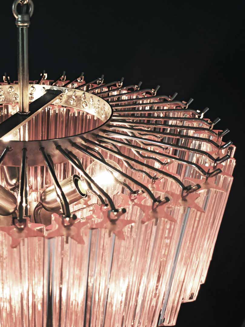 Murano Glass Chandelier – 112 Prisms – Pink