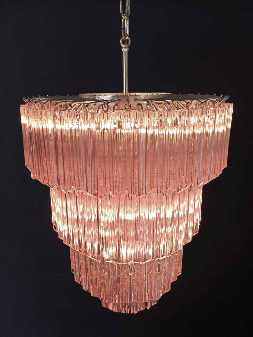 Murano Glass Chandelier – 112 Prisms – Pink
