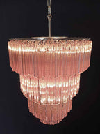 Murano Glass Chandelier – 112 Prisms – Pink