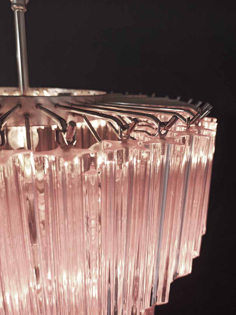 Murano Glass Chandelier – 112 Prisms – Pink