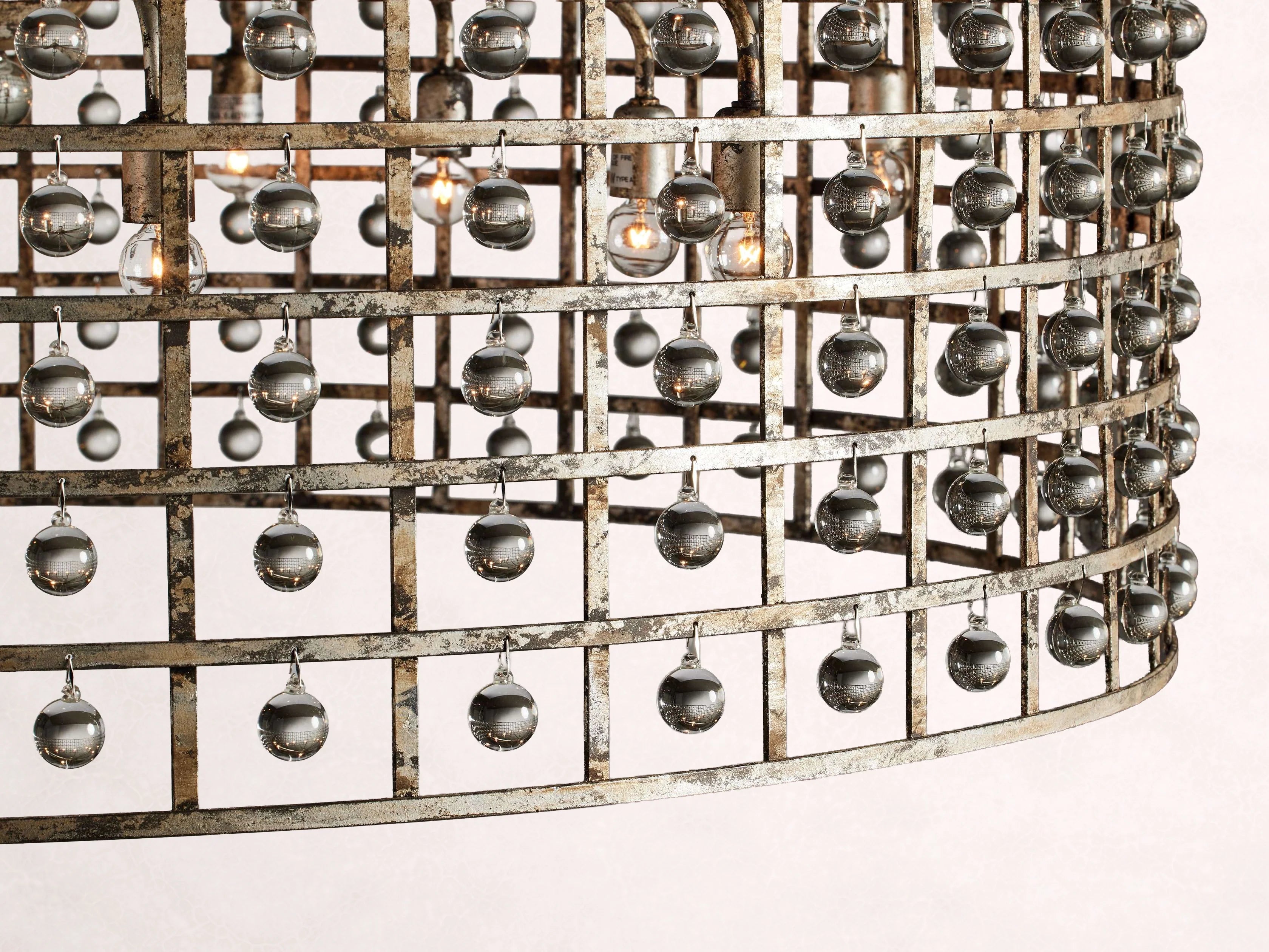 La Cage 12-Light Round Chandelier in Silver Clay