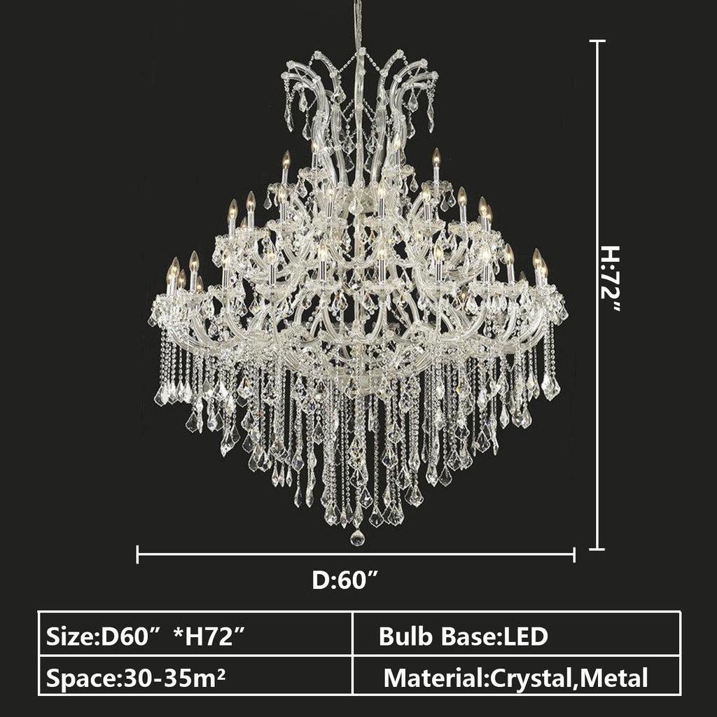 Oversized European Chrome Classic Candle Branch Crystal Chandelier for 2-Story / duplex Buildings