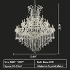 Oversized European Chrome Classic Candle Branch Crystal Chandelier for 2-Story / duplex Buildings