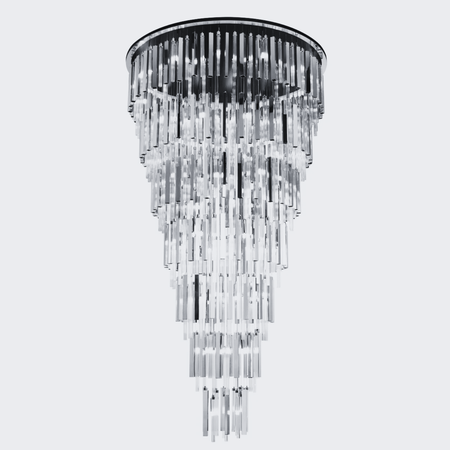 Modern Luxury 7-Tiered Floating Glass Chandelier Flush Mount for High-Ceiling / staircase / duplex