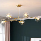 6 / 8-Lights Clear Globes Glass Modern Arm Chandelier Bronze for Dining Room or Bedroom