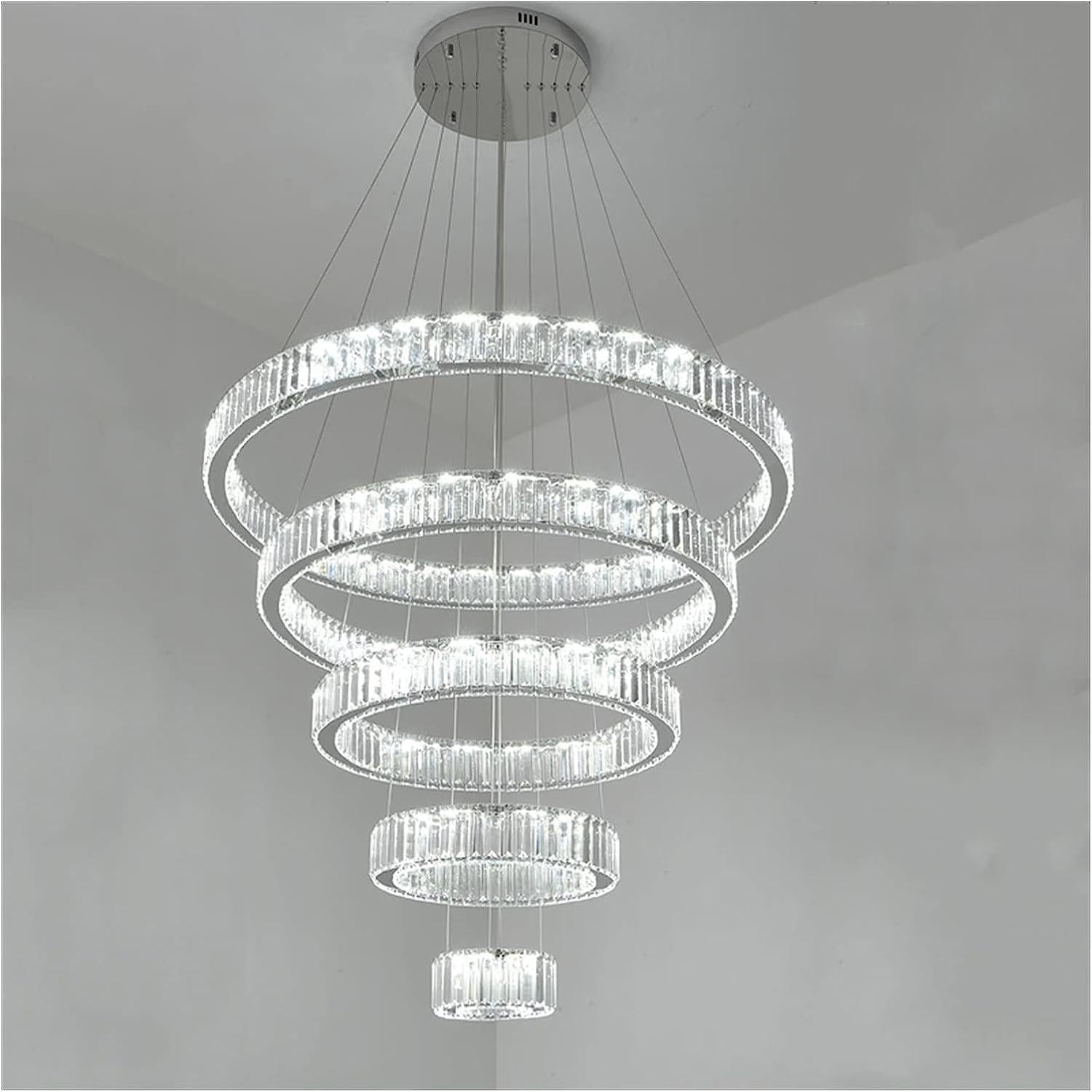 Modern Front Entryway Chandelier 3 / 4 / 5 / 6 / 7 Rings Crystal Gold / Chrome Finish Ceiling Lamp