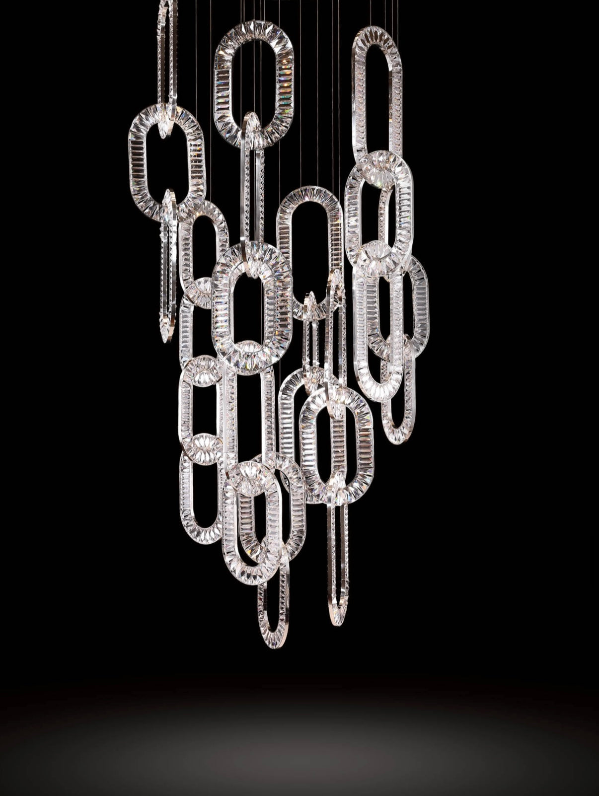 Modern Luxury Crystal Chain Cluster Chandelier for High Ceiling / dining Room