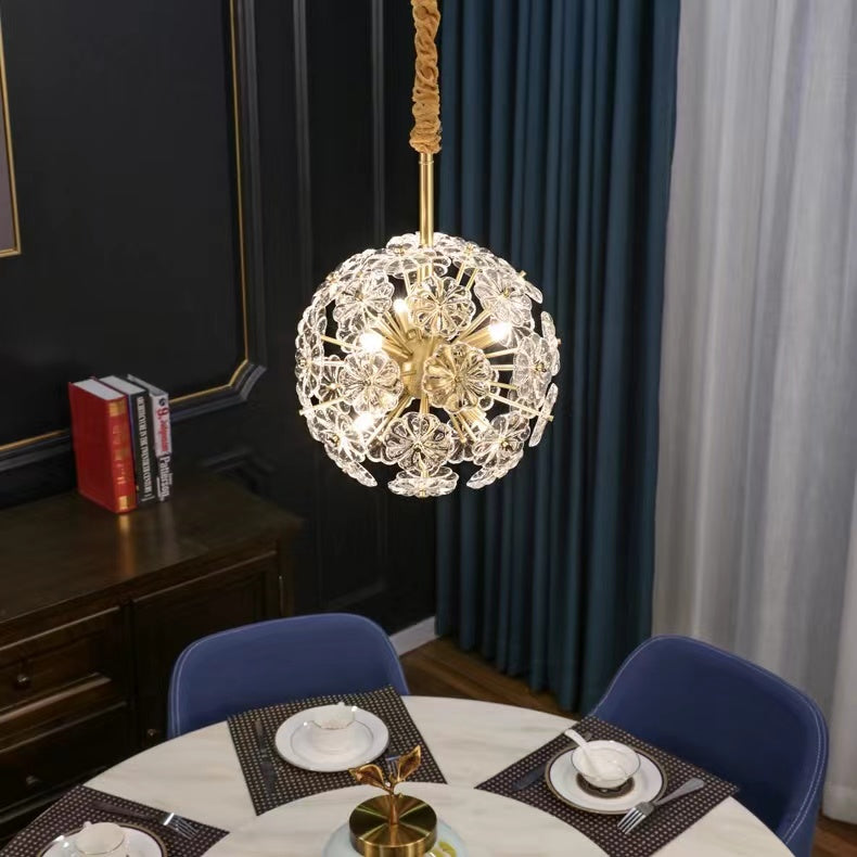 Round Crystal Chandelier Ball Ceiling Lighting for Staircase or Dining Room