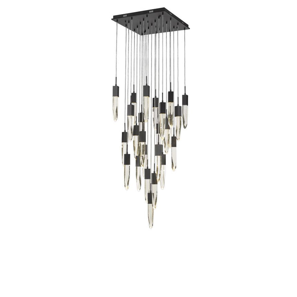 Modern Light Luxury Round / rectangle Ceiling Pendant Light in Black Finish for Kitchen Island / Staircase /