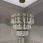 Oversized Modern Luxury 4-Tiered Bubble Crystal Icicle Chandelier for High-Ceiling