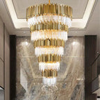 Extra Large Modern Multilayer Pendant Chandelier in Gold Finish Luxury Light for Large Staircase / duplex /