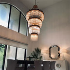 Large Elegant Multi-Layers Glam Glass Chandelier for High-Ceiling Staircase / entryway / living / meeting Room