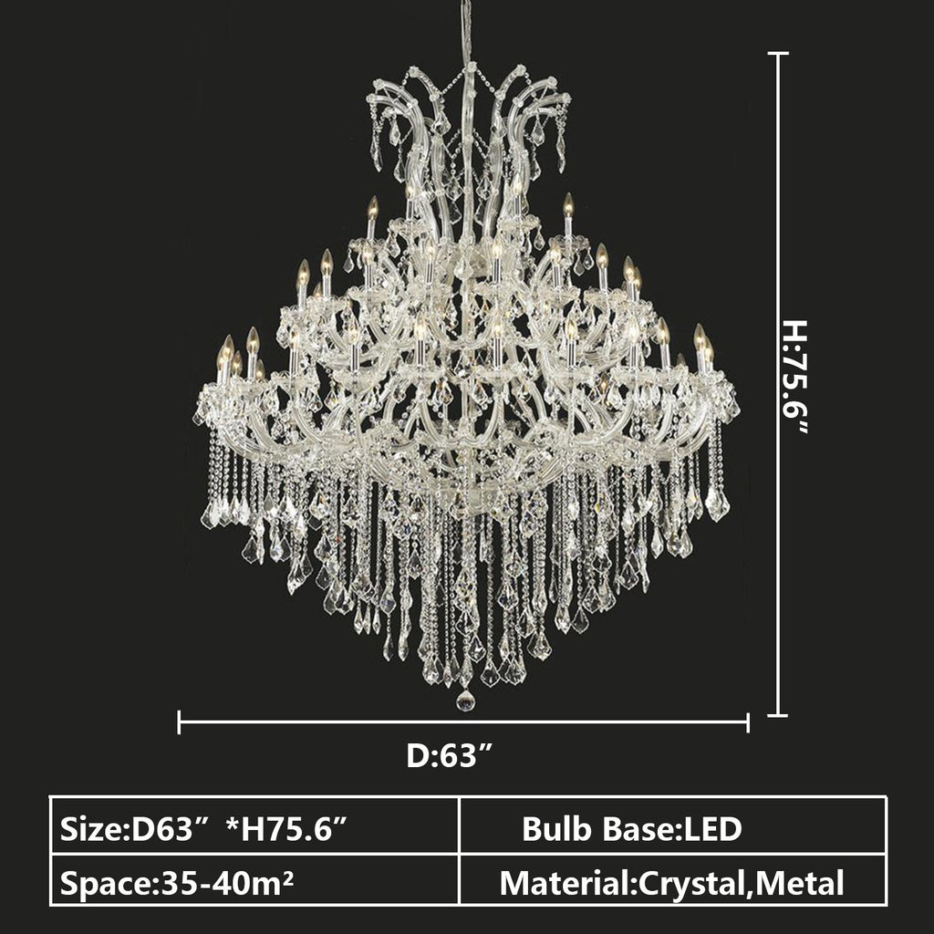 Oversized European Chrome Classic Candle Branch Crystal Chandelier for 2-Story / duplex Buildings