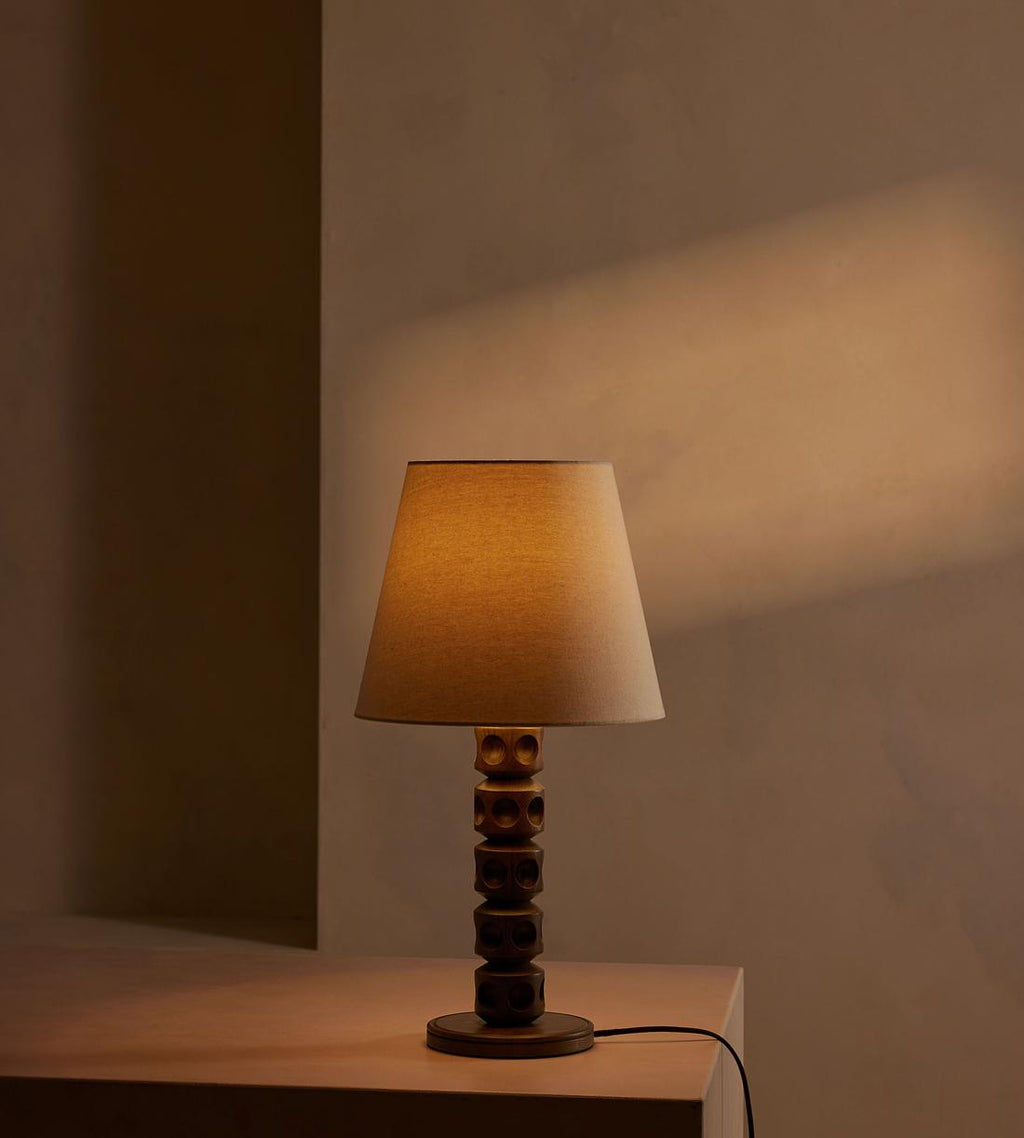 Oak Table Lamp with Antiqued Brass Finish - Erhaus product image 2