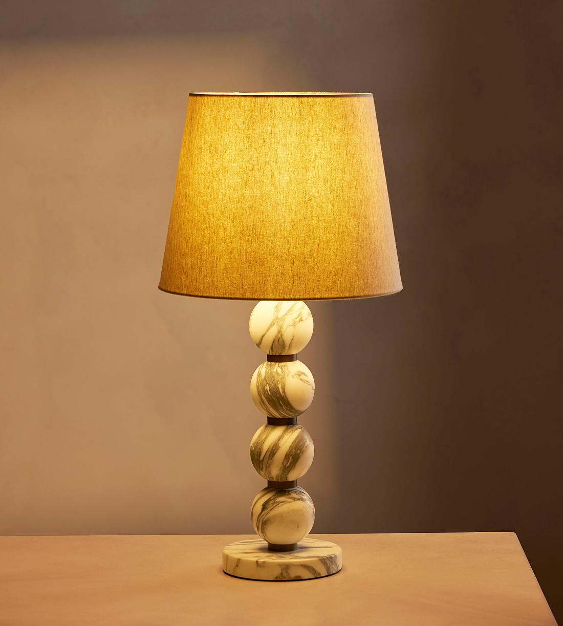 Marble Table Lamp with Linen Shade - Erhaus product image 3