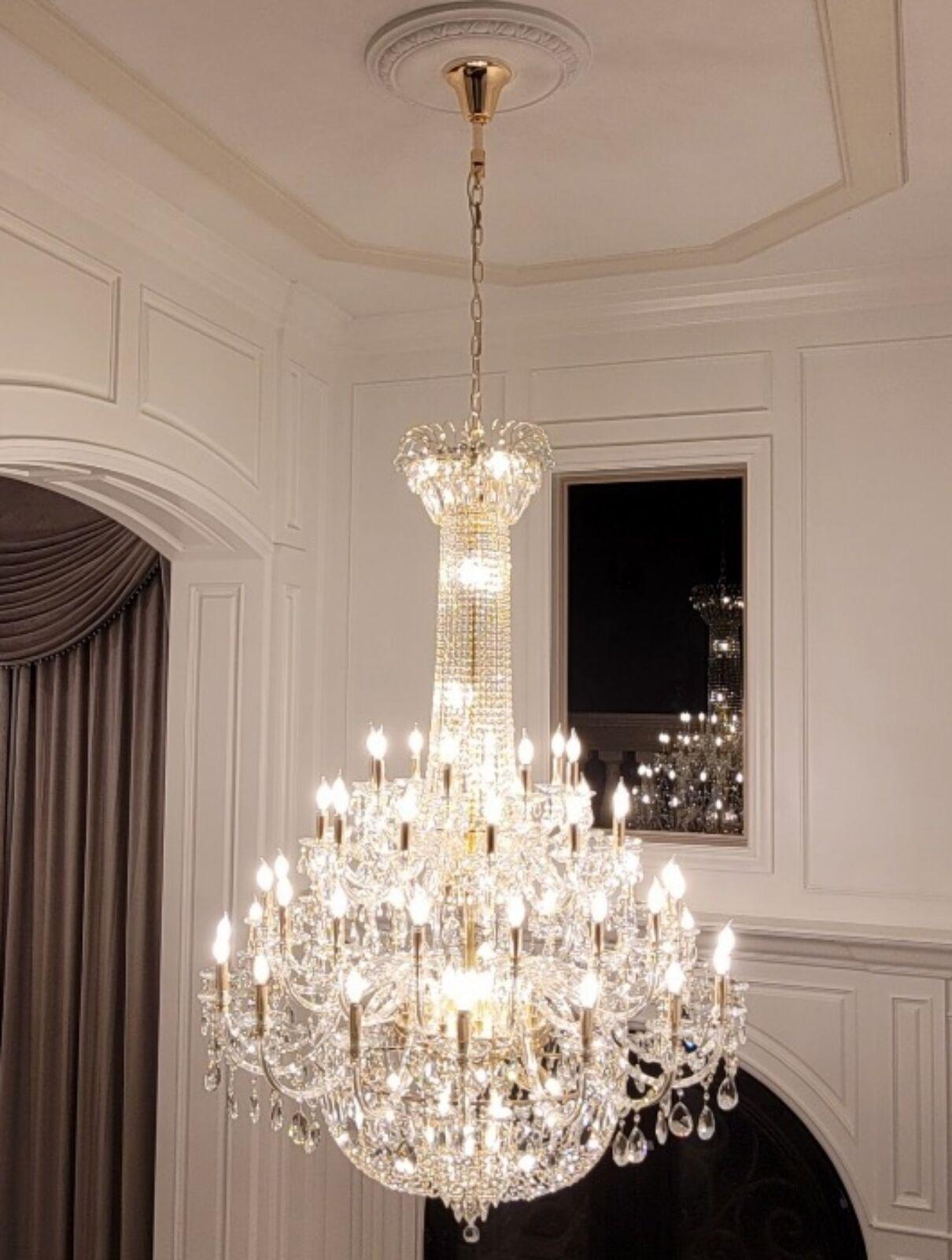 Extra Large European-Style Multi-Layers Candle Luxury Crystal Chandelier Gold Art Foyer / staircase Decorative