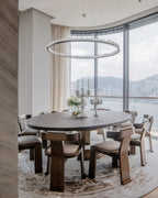 36 Inch Round Modern Chandelier Brass & Clear Geode Quartz Crystal Hanging Light